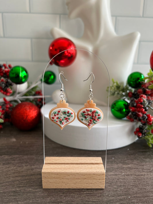 Frosted Cookie Ornament- Merry Collection- Hook Earring