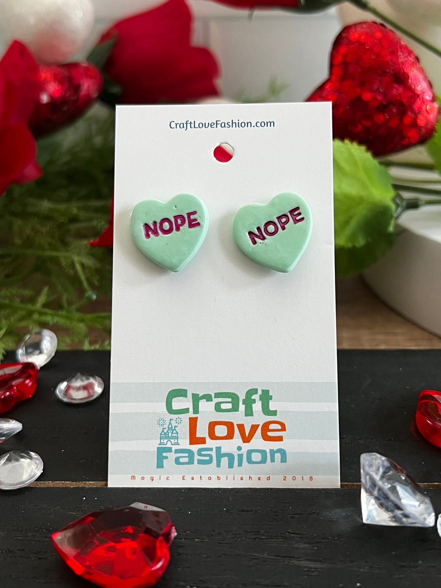 Nope -Naughty Conversation Hearts- Valentine’s- Stud Earring