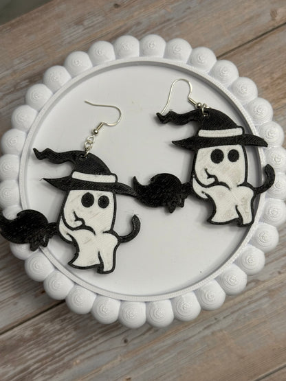 Witch Ghost- 3D Printed Earrings - Halloween