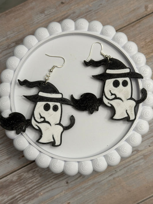 Witch Ghost- 3D Printed Earrings - Halloween