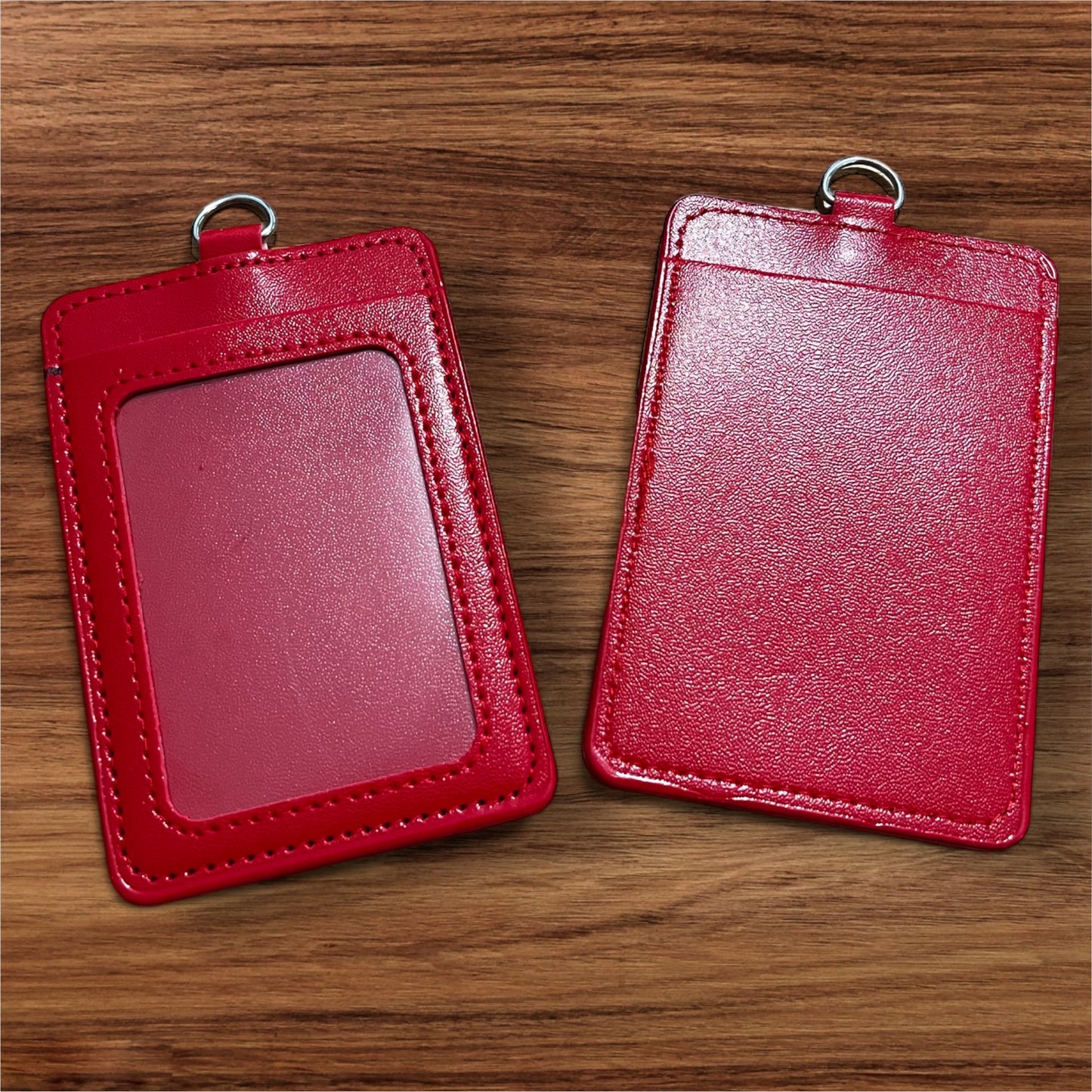 Red- ID Holder for Silicone Keychain Beaded Wristlet