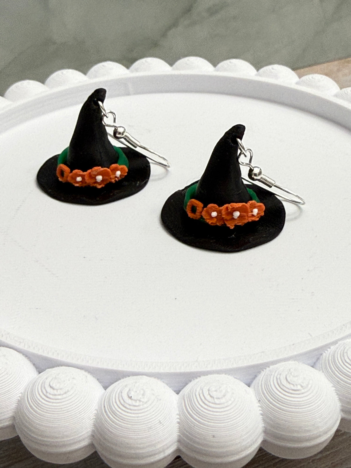 Witch Hat- 3D Printed Earrings - Halloween