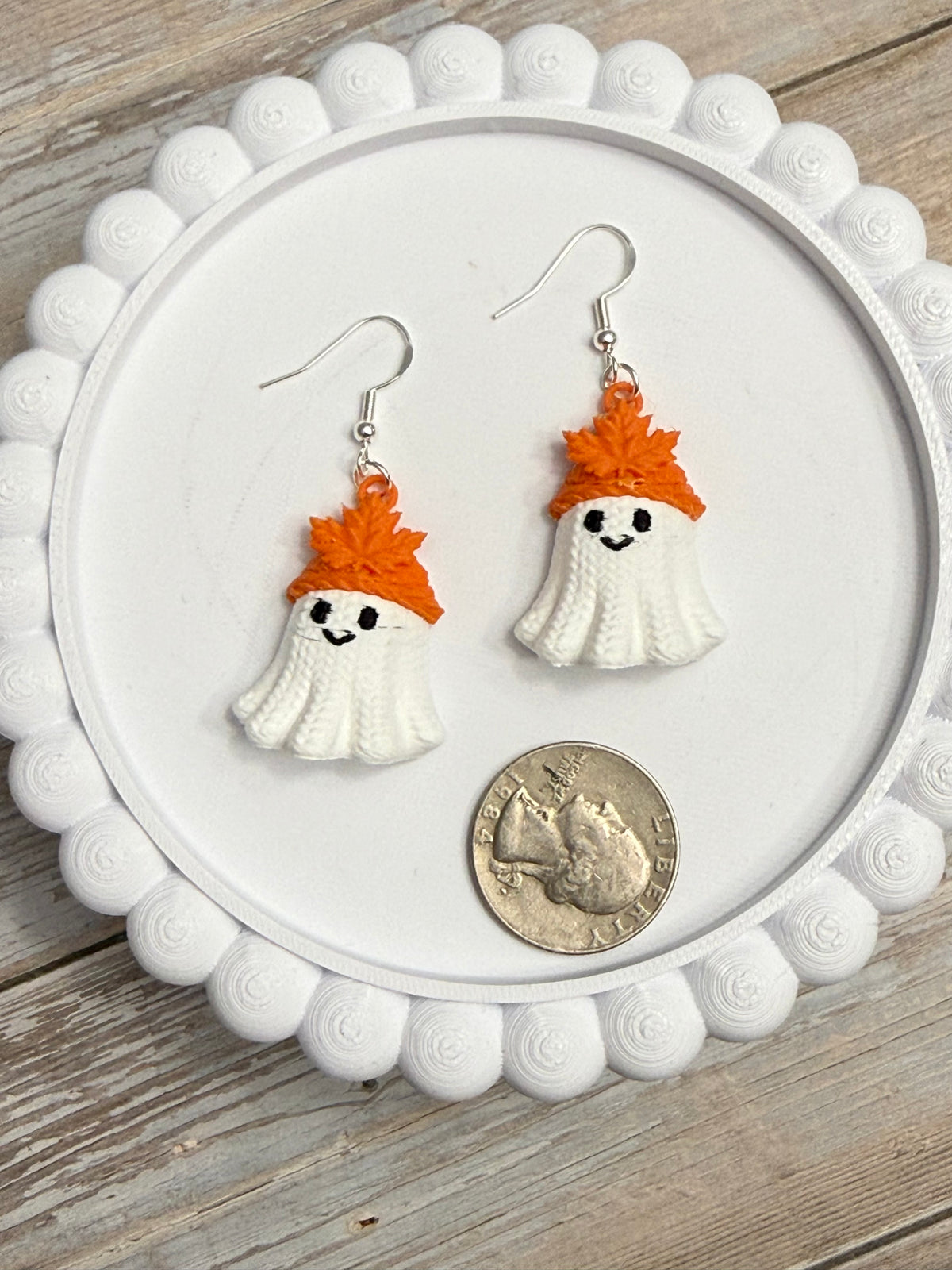 Maple Ghostie- 3D Printed Earrings - Halloween