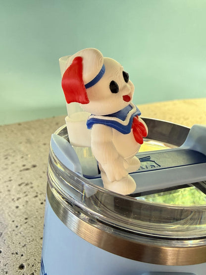 Cutie Ghost Marshmallow- Straw Buddy- 3D Printed