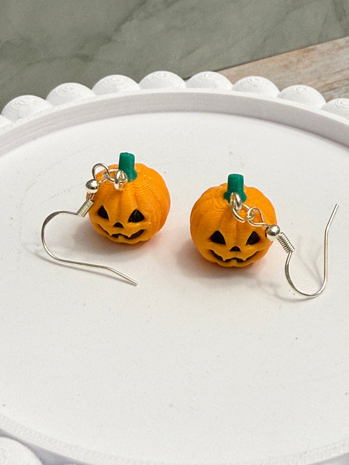Tiny Jack-o-lantern - 3D Printed Earrings - Halloween
