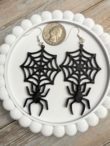 Spider Webs - 3D Printed Earrings - Halloween