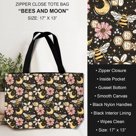 B232 - Preorder Bees and Moon Tote Bag (Closes 6/04. ETA: late July)