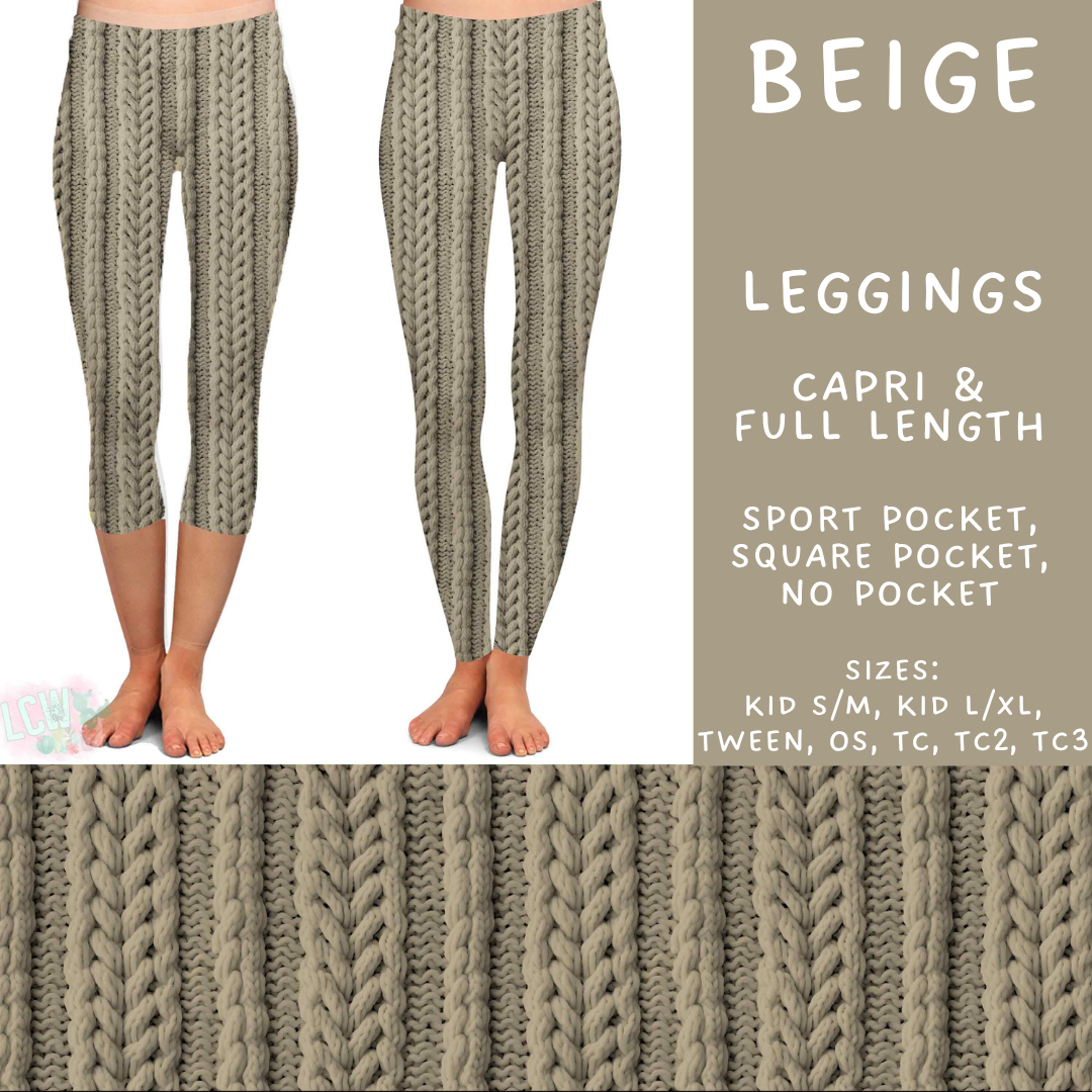Batch #596 - Sweater Weather - Closes 10/9 - ETA early Dec - Beige Full and Capri Length Leggings