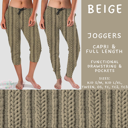 Batch #596 - Sweater Weather - Closes 10/9 - ETA early Dec - Beige Full and Capri Length Joggers