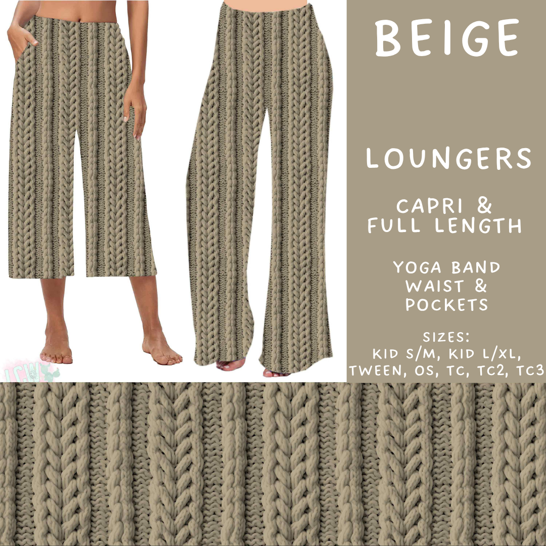 Batch #596 - Sweater Weather - Closes 10/9 - ETA early Dec - Beige Capri and Full Length Loungers