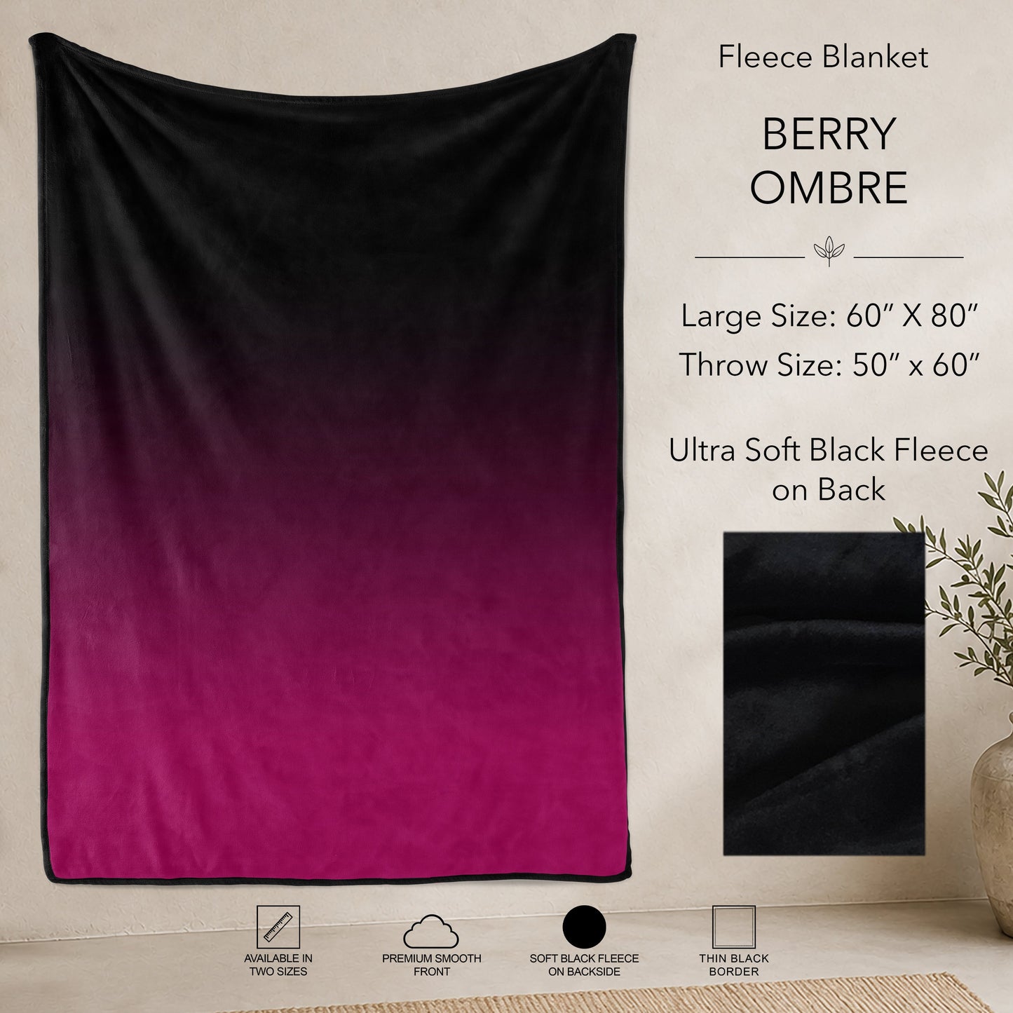 B304 - Pre-Order Berry Ombre Fleece Blanket (Closes 7/31. ETA: early Oct)
