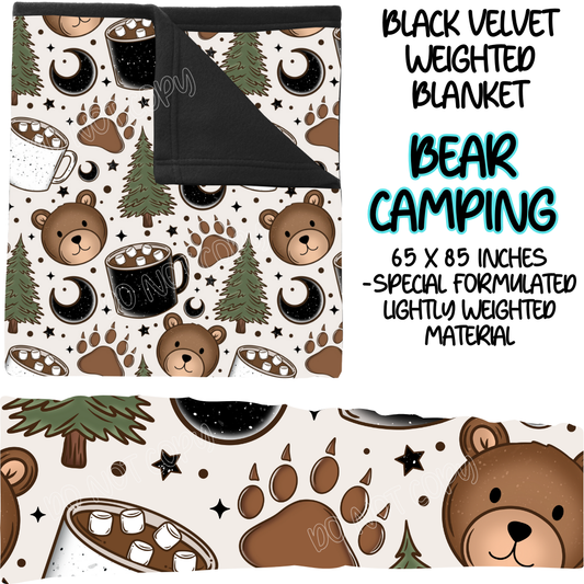 BEAR CAMPING - BLACK VELVET WEIGHTED BLANKET ROUND 4 PREORDER CLOSING 10/16