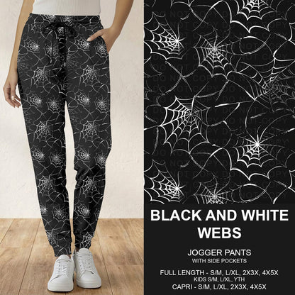 B295 - Preorder Black and White Webs Joggers (Closes 6/14. ETA: late Aug.)