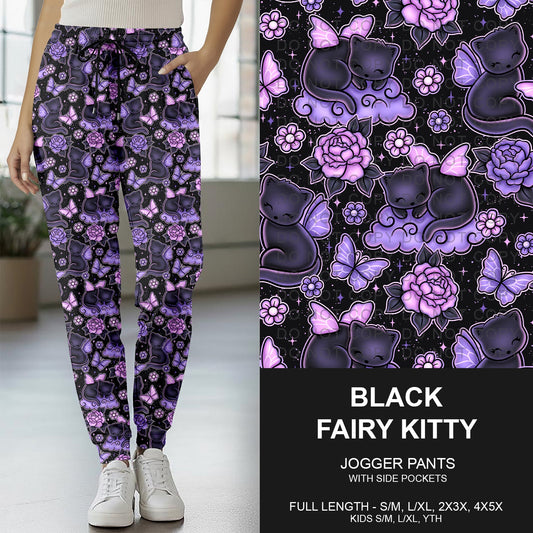 B267 - Preorder Black Fairy Kitty Joggers (Closes 12/21. ETA late Feb.)