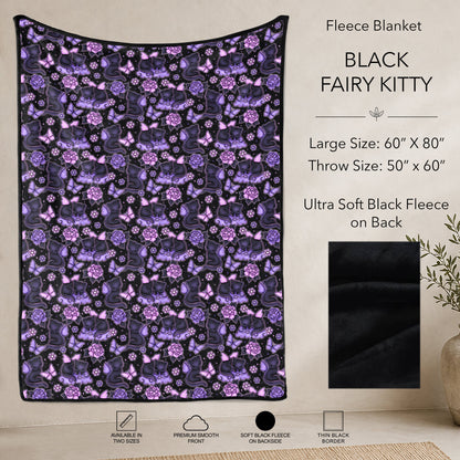 B304 - Pre-Order Black Fairy Kitty Fleece Blanket (Closes 7/31. ETA: early Oct)