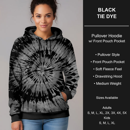 B266 - Preorder Black Tie Dye Pullover Hoodie (Closes 12/17. ETA late Feb.)