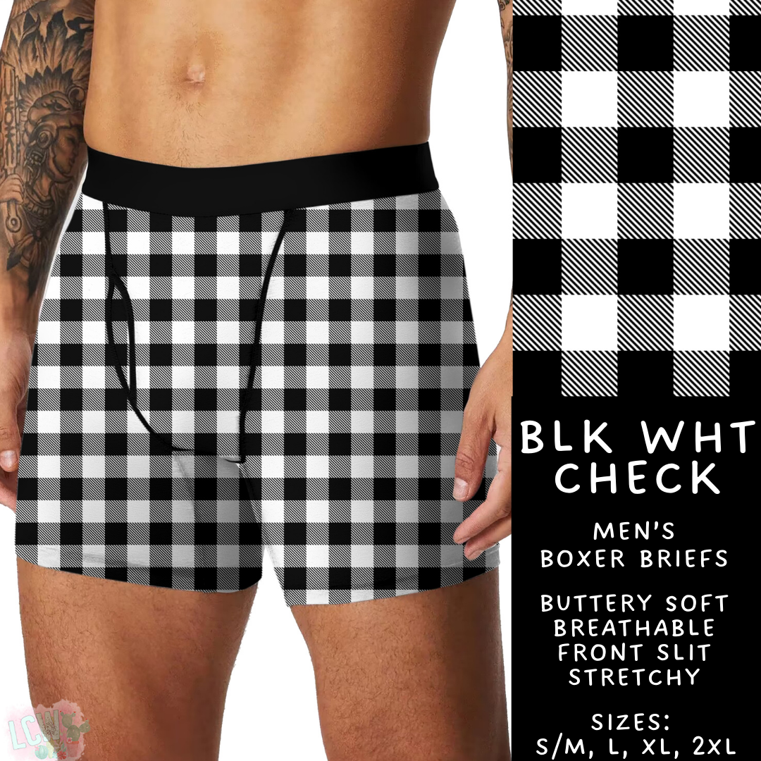 Batch #612 - Valentine's Matching Underwear - Closes 11/11 - ETA mid Jan - Blk Wht Check Men's Boxer Briefs