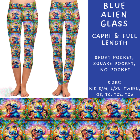 Ready To Ship - Blue Alien Glass Full and Capri Length Leggings