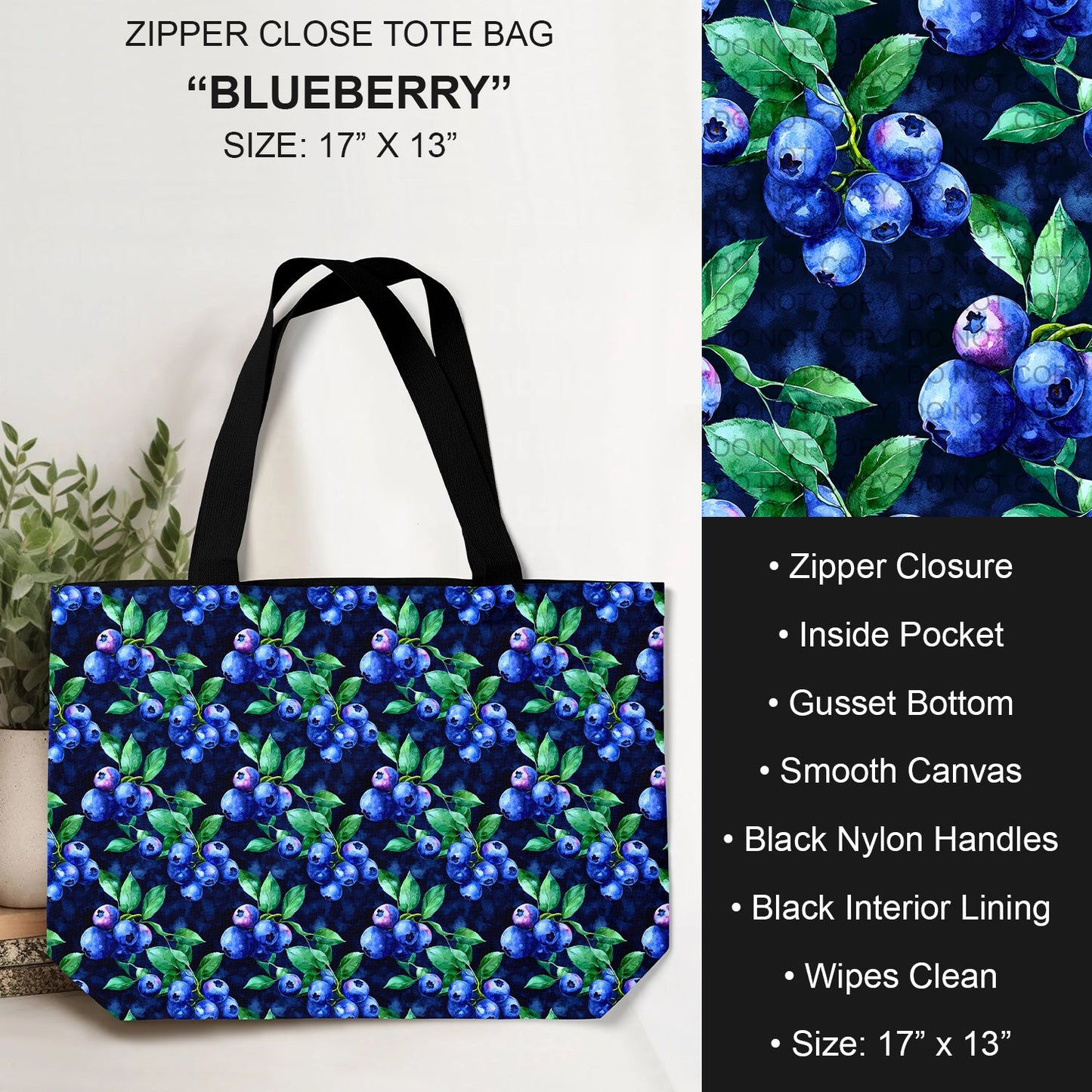 B232 - Preorder Blueberry Tote Bag (Closes 6/04. ETA: late July)
