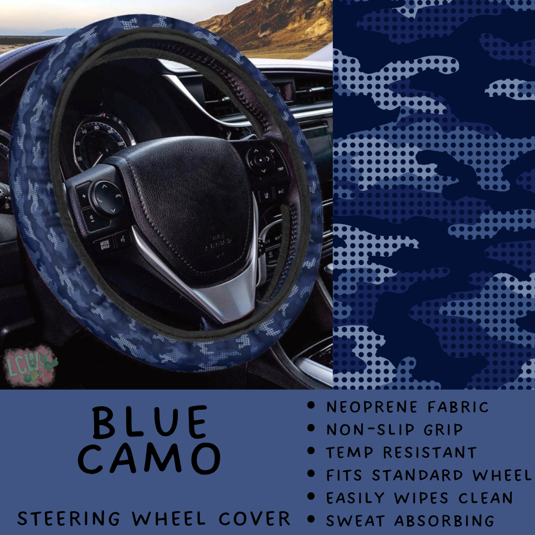 Batch #554 - Car Accessories 3 - Closes 7/10 - ETA early/mid Sept - Blue Camo Steering Wheel Cover