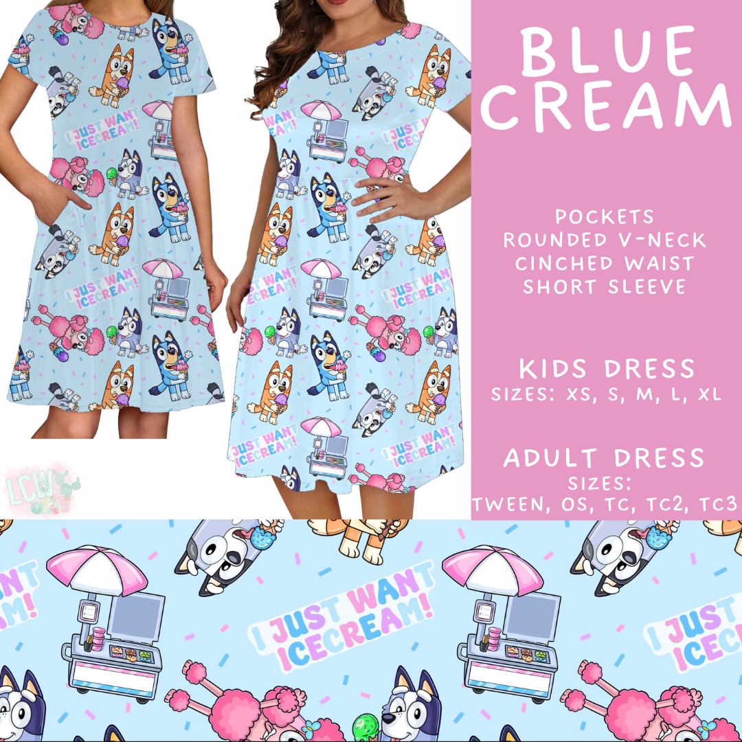 Batch #544 - Cool Characters 16 - Closes 6/17 - ETA mid August - Blue Cream Adult & Kids Dresses
