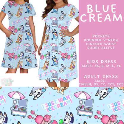 Batch #544 - Cool Characters 16 - Closes 6/17 - ETA mid August - Blue Cream Adult & Kids Dresses
