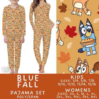 Batch #580 - Fall Family Pajamas 2 - Closes 9/4 - ETA early Nov - Blue Fall Women's & Kid's Pajama Set