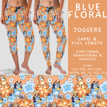 Batch #555 - Cool Characters 7 - Closes 7/13 - ETA mid Sept - Blue Floral Full and Capri Length Joggers