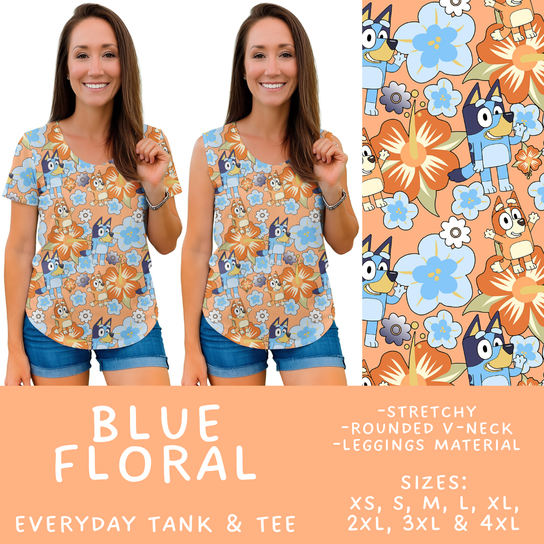 Batch #555 - Cool Characters 7 - Closes 7/13 - ETA mid Sept - Blue Floral Everyday Tank & Tee