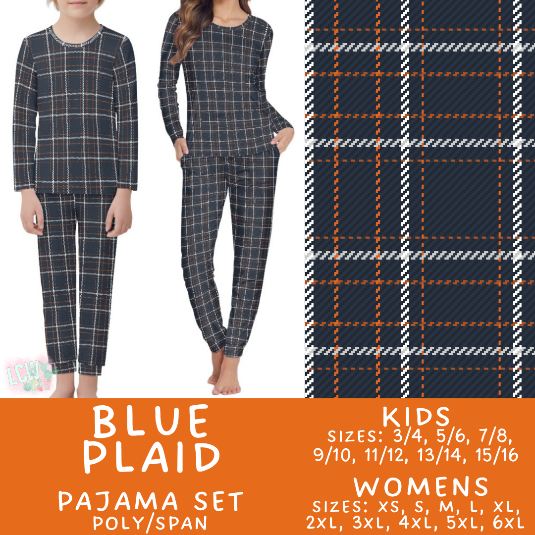 Batch #580 - Fall Family Pajamas 2 - Closes 9/4 - ETA early Nov - Blue Plaid Women's & Kid's Pajama Set