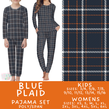 Batch #580 - Fall Family Pajamas 2 - Closes 9/4 - ETA early Nov - Blue Plaid Women's & Kid's Pajama Set