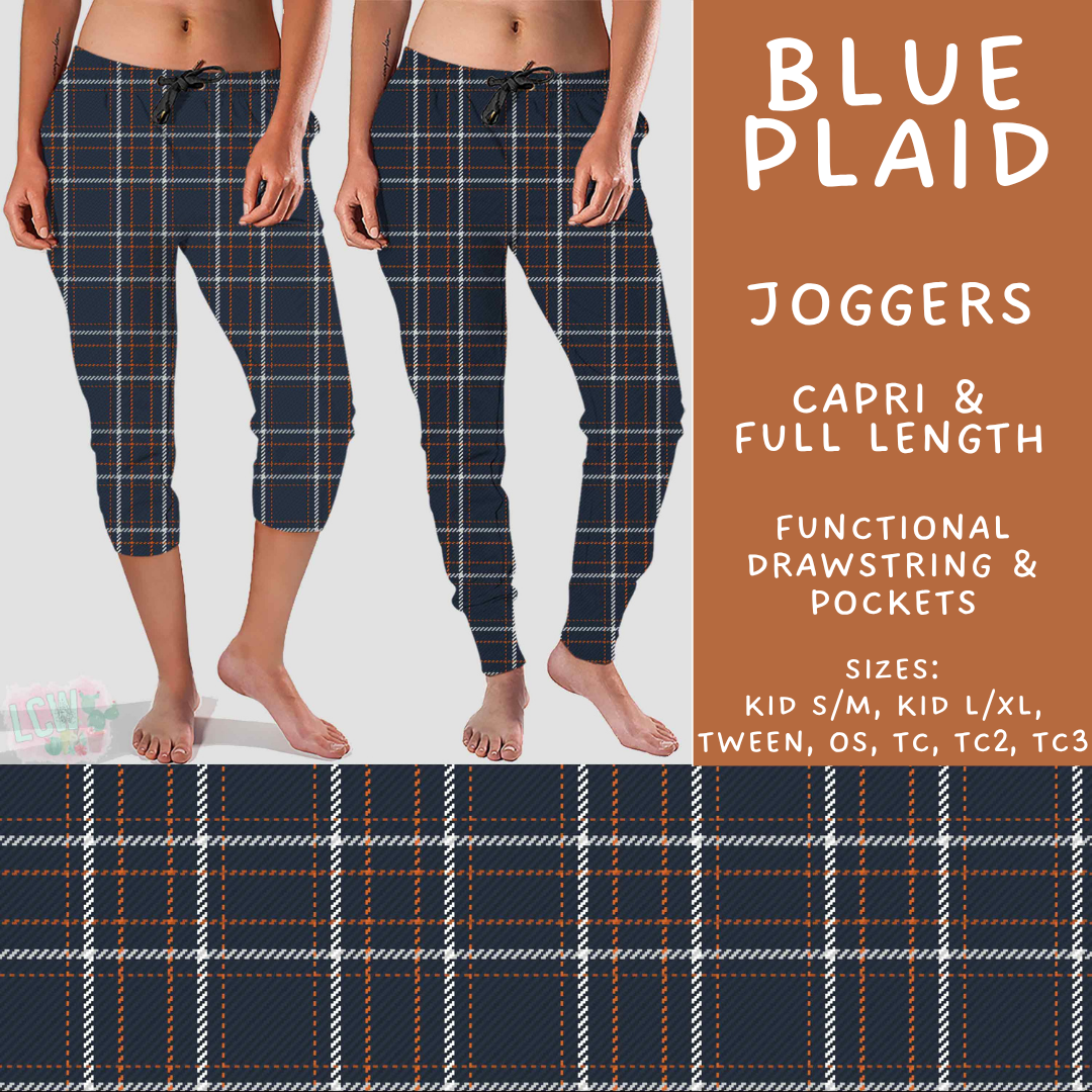 Batch #582 - Hello Fall 3 - Closes 9/7 - ETA early Nov - Blue Plaid Full and Capri Length Joggers