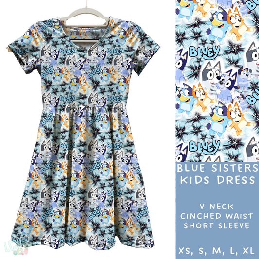 Ready To Ship - Blue Sisters Kids Dress