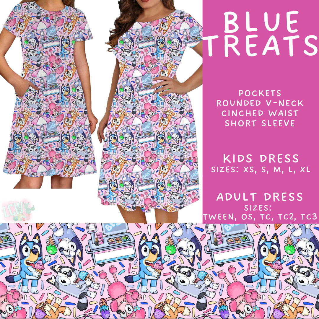 Batch #555 - Cool Characters 7 - Closes 7/13 - ETA mid Sept - Blue Treats Adult & Kids Dresses