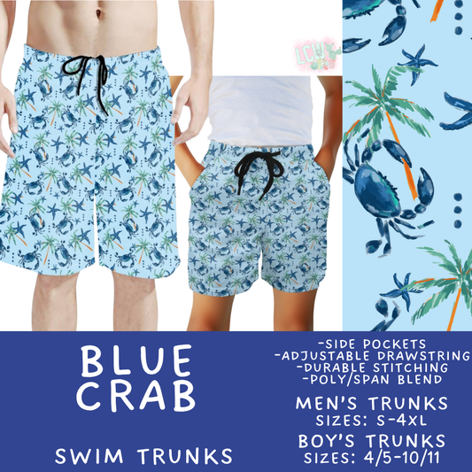 Batch #543 - Pool Party 2 - Closes 6/15 - ETA early/mid August - Blue Crab Boys' & Men's Swim Trunks