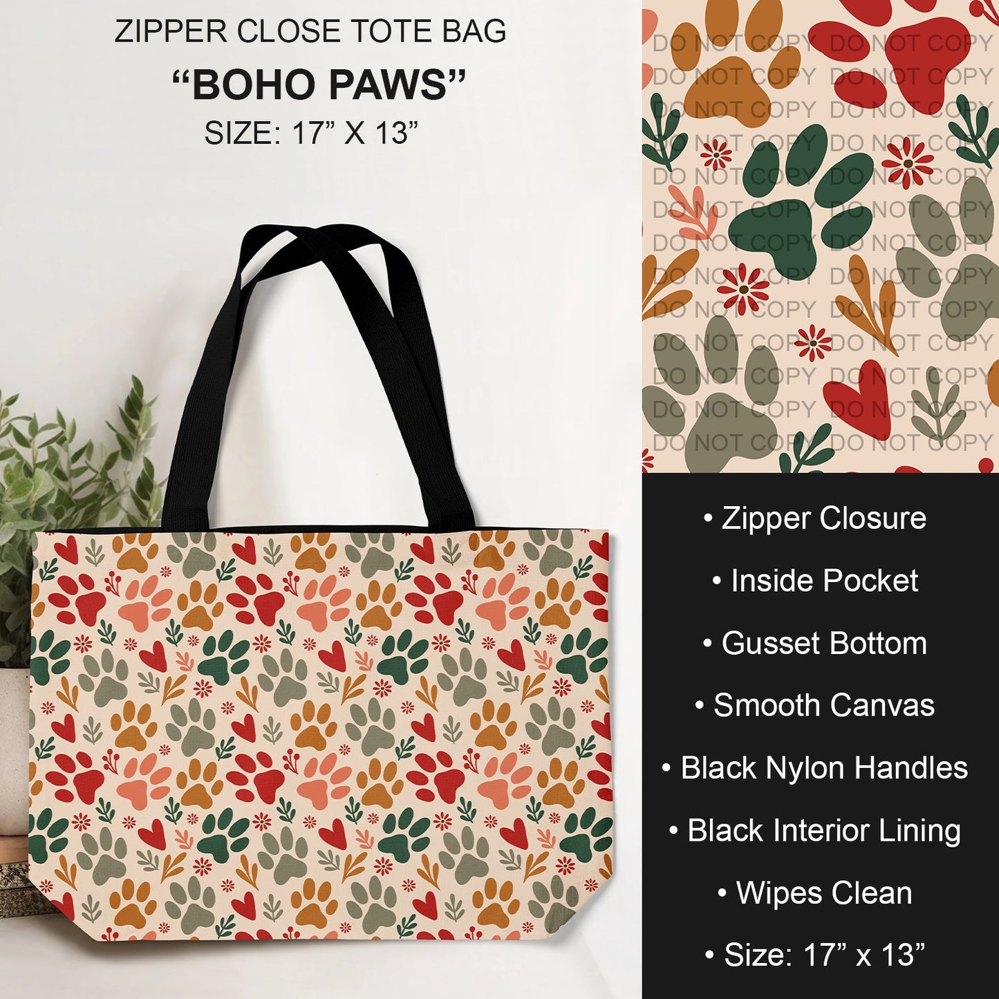 B232 - Preorder Boho Paws Tote Bag (Closes 6/04. ETA: late July)