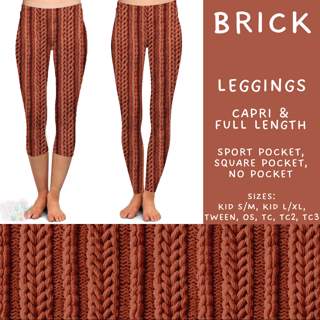 Batch #596 - Sweater Weather - Closes 10/9 - ETA early Dec - Brick Full and Capri Length Leggings