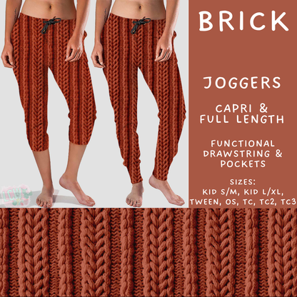 Batch #596 - Sweater Weather - Closes 10/9 - ETA early Dec - Brick Full and Capri Length Joggers