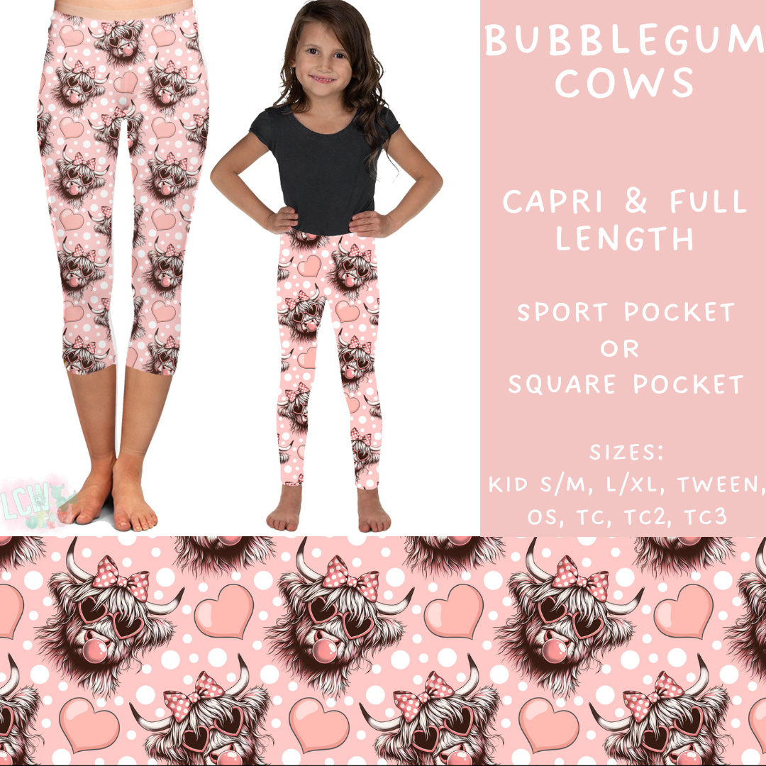 Ready To Ship - Bubblegum Cows Full Length Legging - TC3