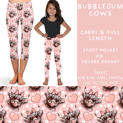 Ready To Ship - Bubblegum Cows Full Length Legging - TC3