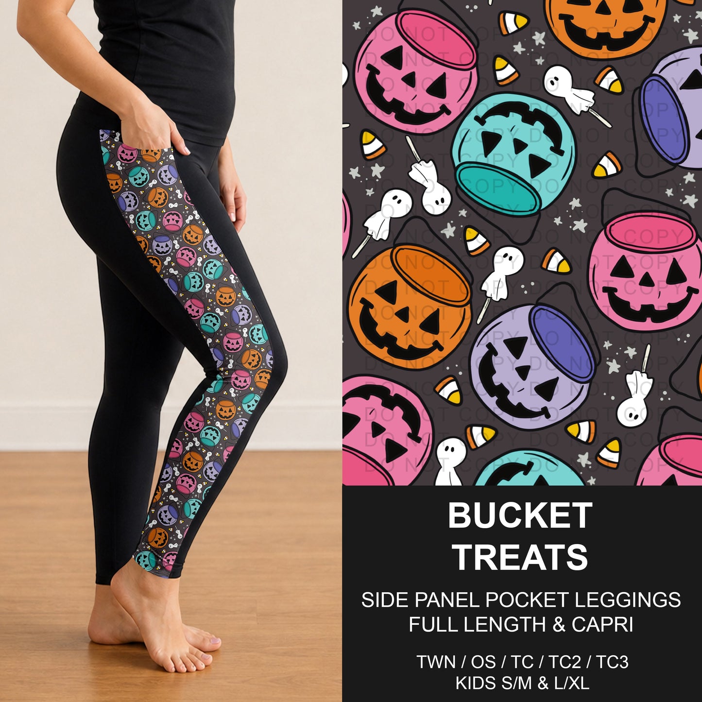 B307 - Preorder Bucket Treats Side Panel Pocket Leggings (Closes 8/02. ETA: early Oct.)