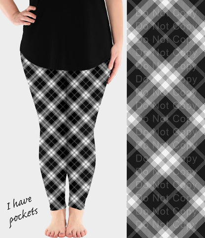 RTS - BW Plaid Leggings w/ Pockets