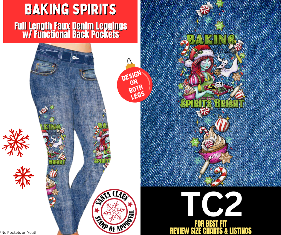 Baking Spirits Full Length Faux Denim w/ Side Leg Designs
