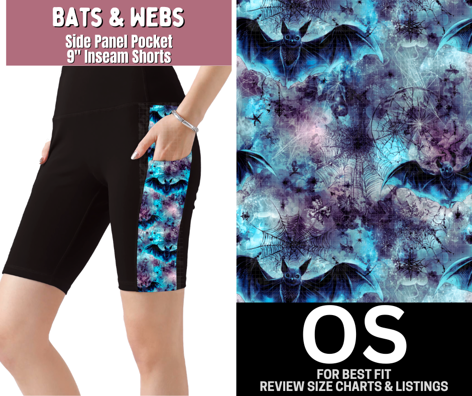 Bats & Webs Side Panel Pocket 9" Inseam Shorts