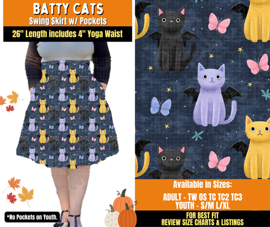Preorder! Closes 7/16. ETA Oct. Batty Cats Swing Skirt