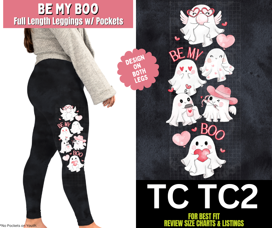 Be My Boo Watercolor Full Length Leggings w/ Side Leg Designs