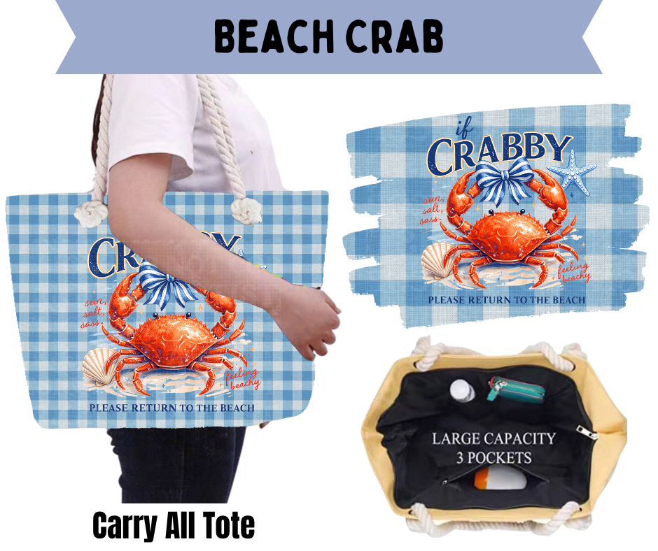 Beach Crab Carry All Tote