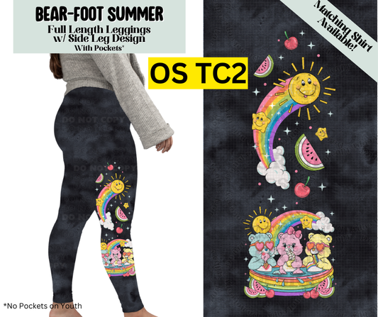 Bear-Foot Summer Full Length Leggings w/ Side Leg Designs