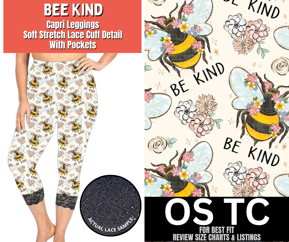 Bee Kind Lace Cuff Capris w/ Pockets