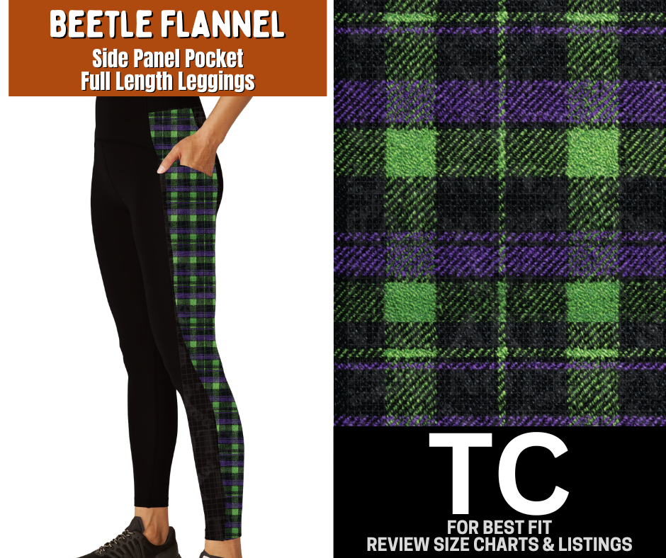 Beetle Flannel Side Panel Pocket Full Length Leggings